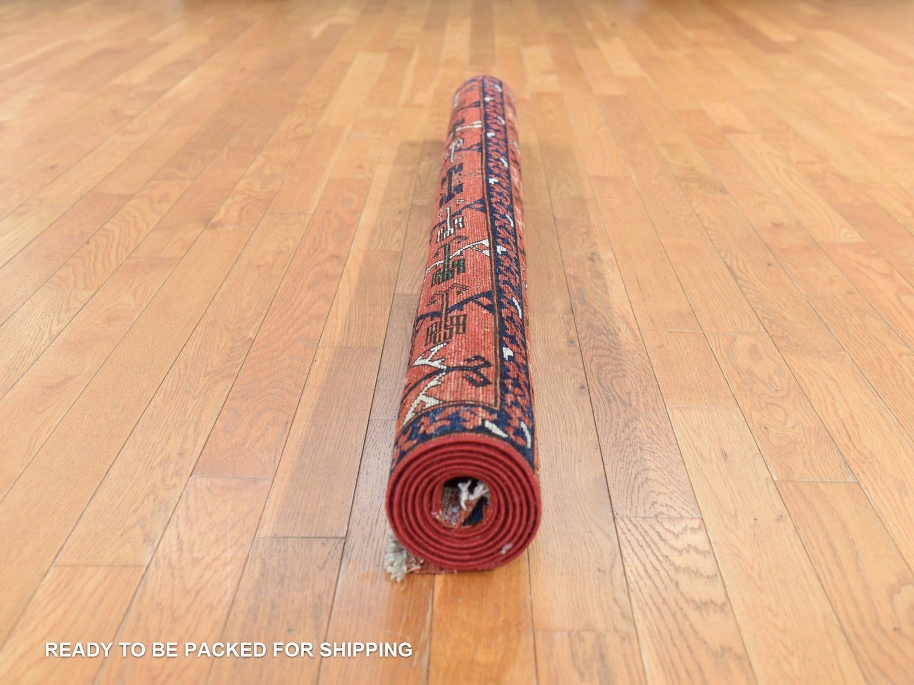 Ersari Tribal & Geometric hand-knotted wool rug in Orange, 5'3" x 6'6" — SKU O078729 (view 8)