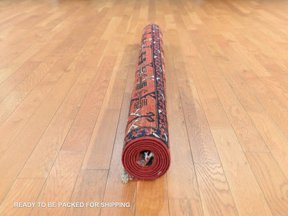 Ersari Tribal & Geometric hand-knotted wool rug in Orange, 5'3" x 6'6" — SKU O078729 (view 8)