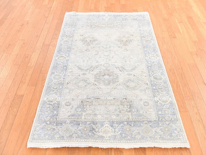 Oushak Oushak hand-knotted wool/silk rug in Ivory & Gray, 4' x 6'2" — SKU O078730 (view 2)