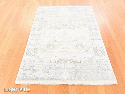 Oushak Oushak hand-knotted wool/silk rug in Ivory & Gray, 4' x 6'2" — SKU O078730 (view 3)