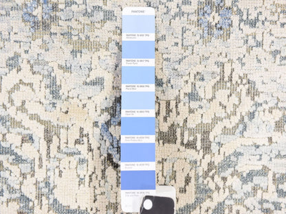 Ivory 4'0" x 6'0" Modern and Contemporary Hand knotted Wool/Silk Rug - Sku: O078731