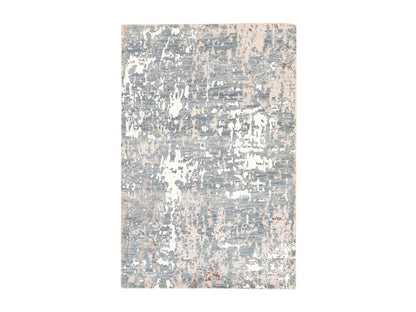 Modern / Contemporary hand-knotted wool/silk rug in Gray, 4' x 6' — SKU O078732