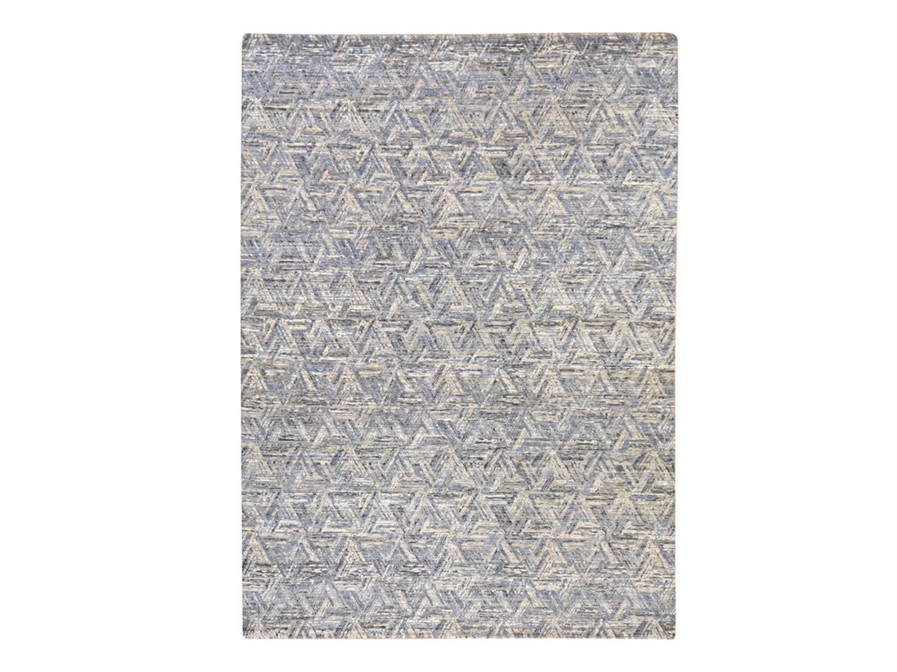 Modern / Contemporary hand-knotted wool/silk rug in Gray, 8'9" x 12'3" — SKU O078733