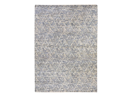 Modern / Contemporary hand-knotted wool/silk rug in Gray, 8'9" x 12'3" — SKU O078733