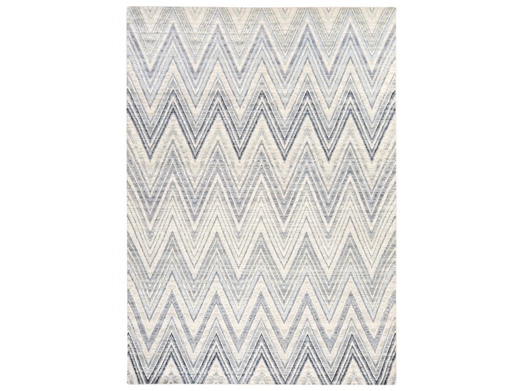 Modern / Contemporary hand-knotted wool/silk rug in Gray, 8'9" x 12'2" — SKU O078736