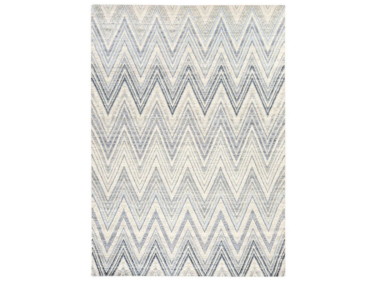 Modern / Contemporary hand-knotted wool/silk rug in Gray, 8'9" x 12'2" — SKU O078736