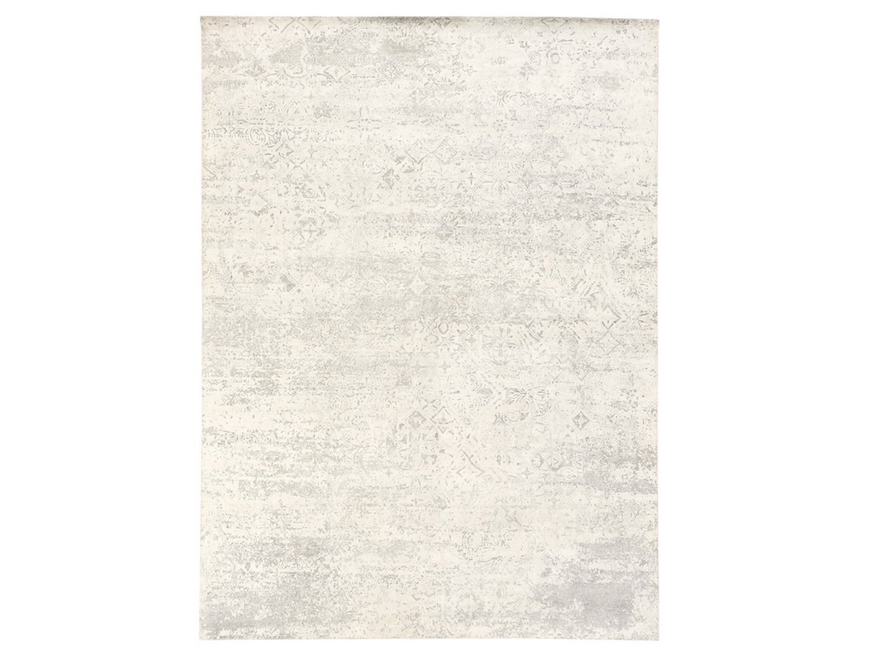 Modern / Contemporary hand-knotted wool/silk rug in Ivory, 8'10" x 12' — SKU O078737