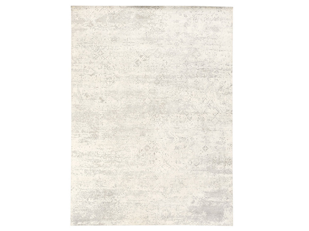 Modern / Contemporary hand-knotted wool/silk rug in Ivory, 8'10" x 12' — SKU O078737