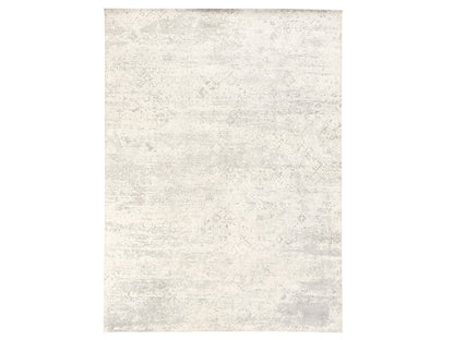 Modern / Contemporary hand-knotted wool/silk rug in Ivory, 8'10" x 12' — SKU O078737