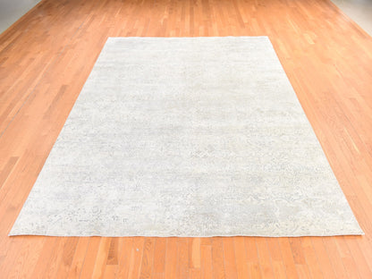 Modern / Contemporary hand-knotted wool/silk rug in Ivory, 8'10" x 12' — SKU O078737 (view 2)