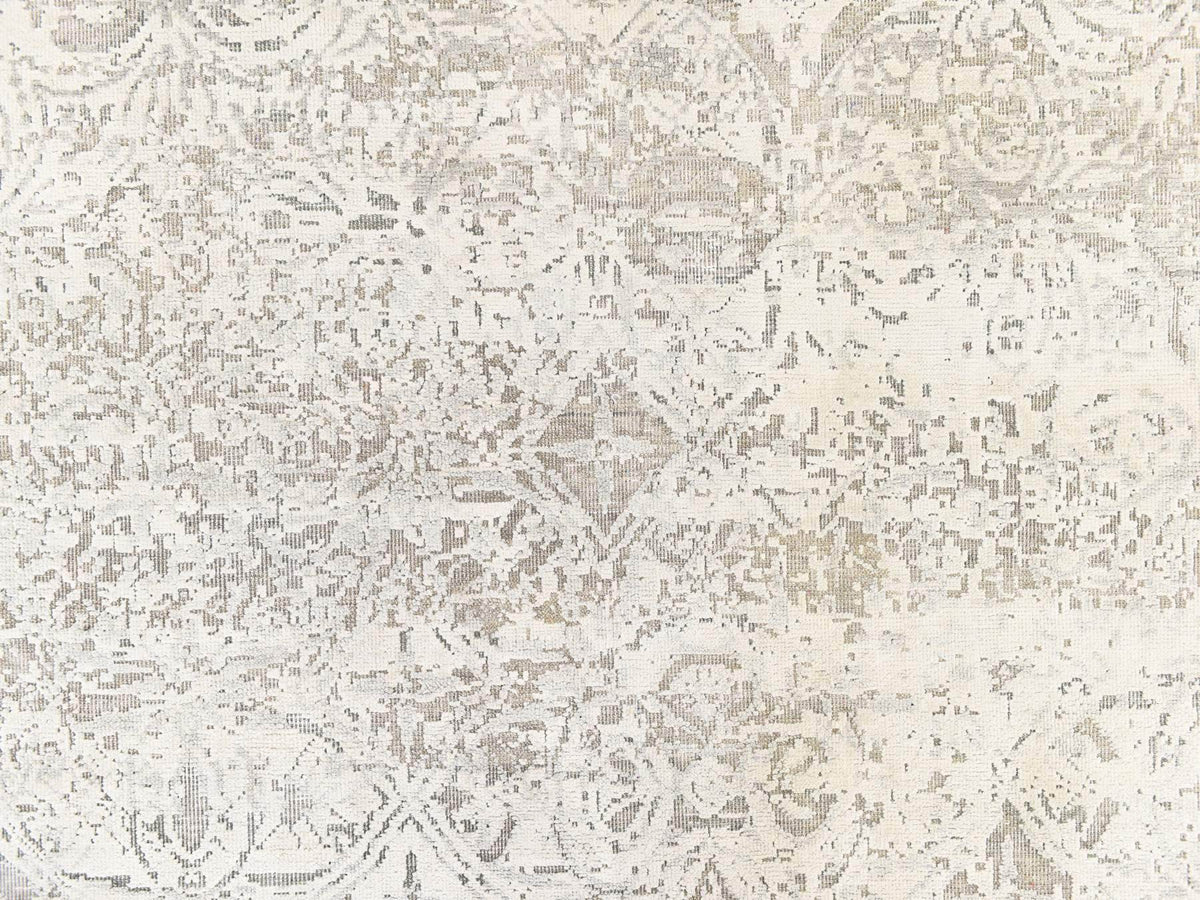 Modern / Contemporary hand-knotted wool/silk rug in Ivory, 8'10" x 12' — SKU O078737 (view 5)