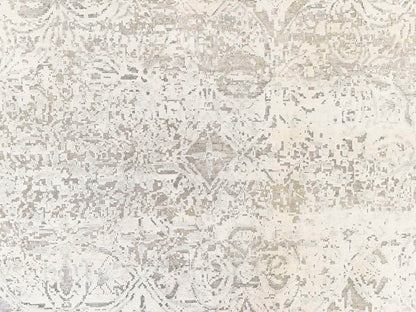 Modern / Contemporary hand-knotted wool/silk rug in Ivory, 8'10" x 12' — SKU O078737 (view 5)