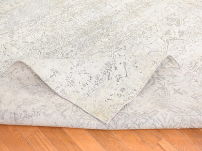 Modern / Contemporary hand-knotted wool/silk rug in Ivory, 8'10" x 12' — SKU O078737 (view 8)