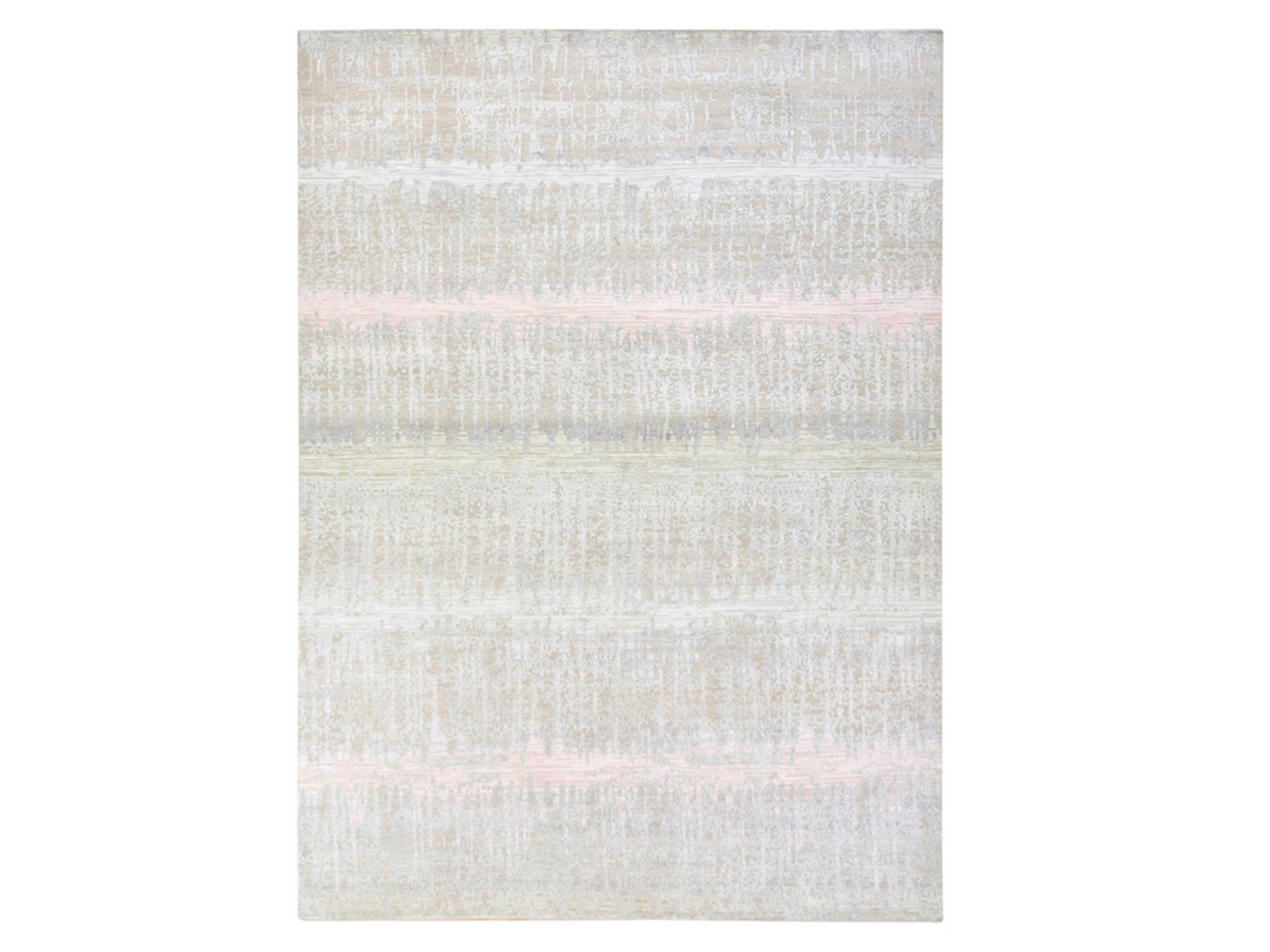Modern / Contemporary hand-knotted wool/silk rug in Gray, 9' x 12'5" — SKU O078738