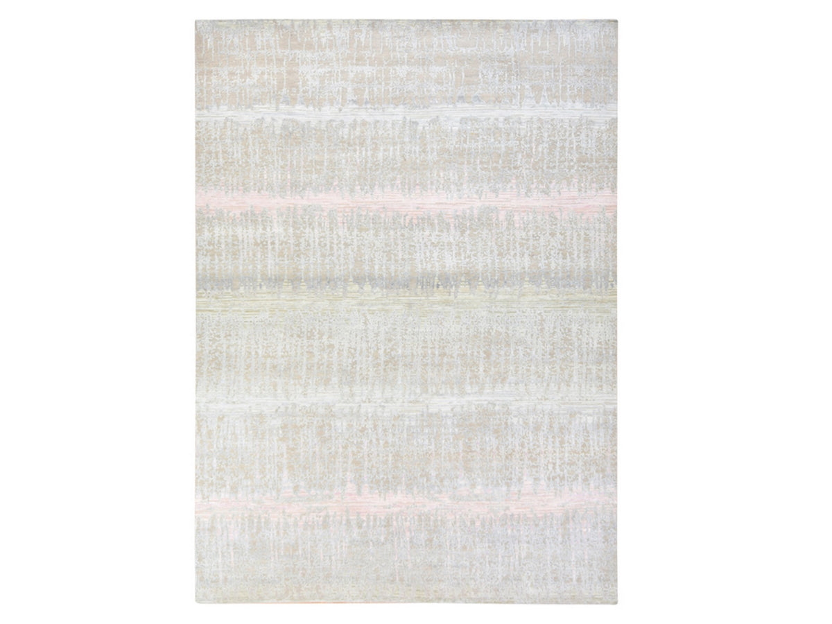 Modern / Contemporary hand-knotted wool/silk rug in Gray, 9' x 12'5" — SKU O078738