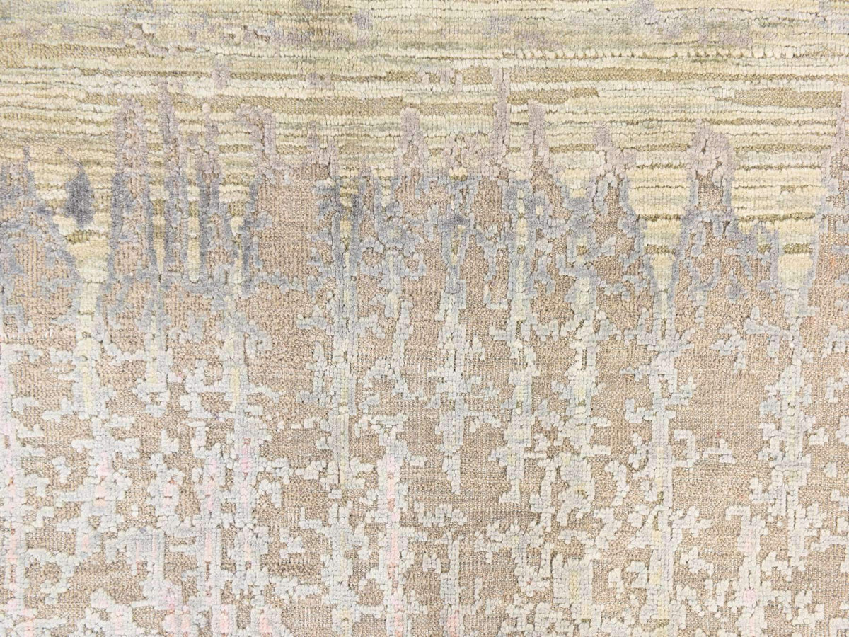 Modern / Contemporary hand-knotted wool/silk rug in Gray, 9' x 12'5" — SKU O078738 (view 5)
