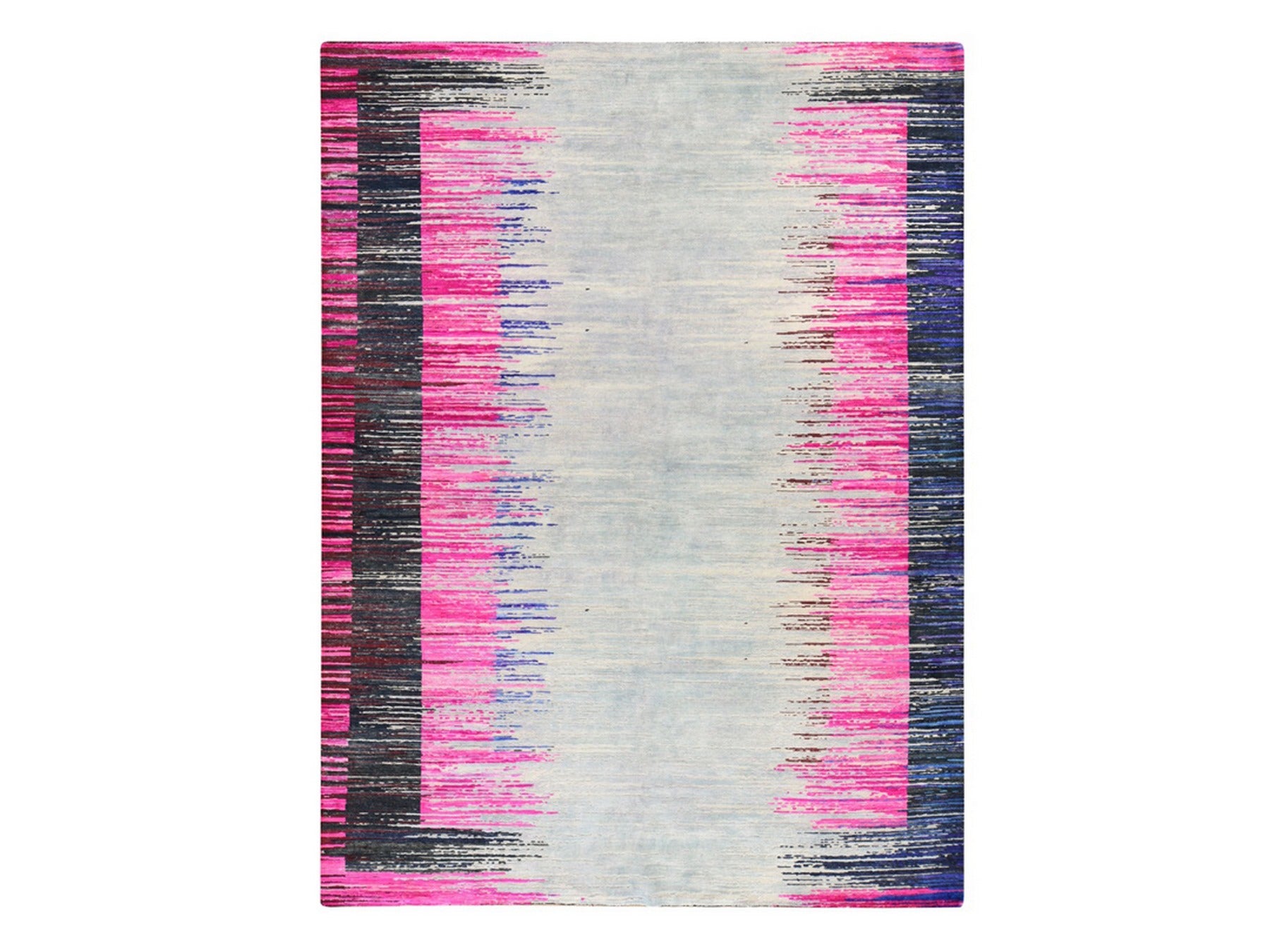 Modern / Contemporary hand-knotted wool/silk rug in Pink, 9'0" x 12'0", SKU O078741