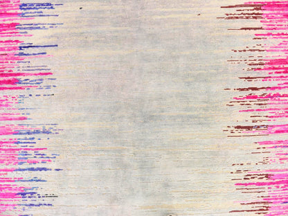 Modern / Contemporary hand-knotted wool/silk rug in Pink, 9' x 12' — SKU O078741 (view 5)