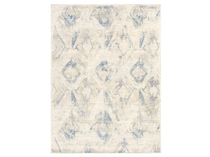 Modern / Contemporary hand-knotted wool/silk rug in Ivory, 8'10" x 12'1", SKU O078742