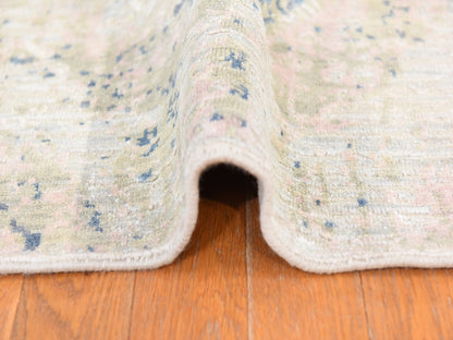 Modern / Contemporary hand-knotted wool/silk rug in Ivory, 8'10" x 12'1", SKU O078742