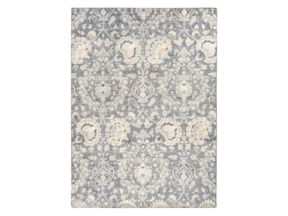 Modern / Contemporary hand-knotted wool/silk rug in Gray, 8'10" x 12'2" — SKU O078743