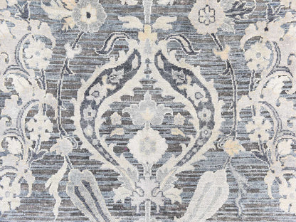 Modern / Contemporary hand-knotted wool/silk rug in Gray, 8'10" x 12'2" — SKU O078743 (view 5)