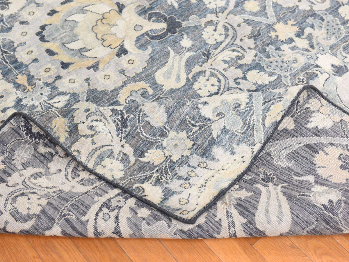 Modern / Contemporary hand-knotted wool/silk rug in Gray, 8'10" x 12'2" — SKU O078743 (view 8)