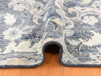 Modern / Contemporary hand-knotted wool/silk rug in Gray, 8'10" x 12'2" — SKU O078743 (view 9)