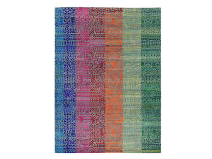 Modern / Contemporary hand-knotted sari silk rug in Multicolored, 9' x 12'1" — SKU O078744