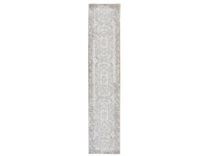 Modern / Contemporary hand-knotted wool/silk runner in Gray, 2'5" x 12'2" — SKU O078745