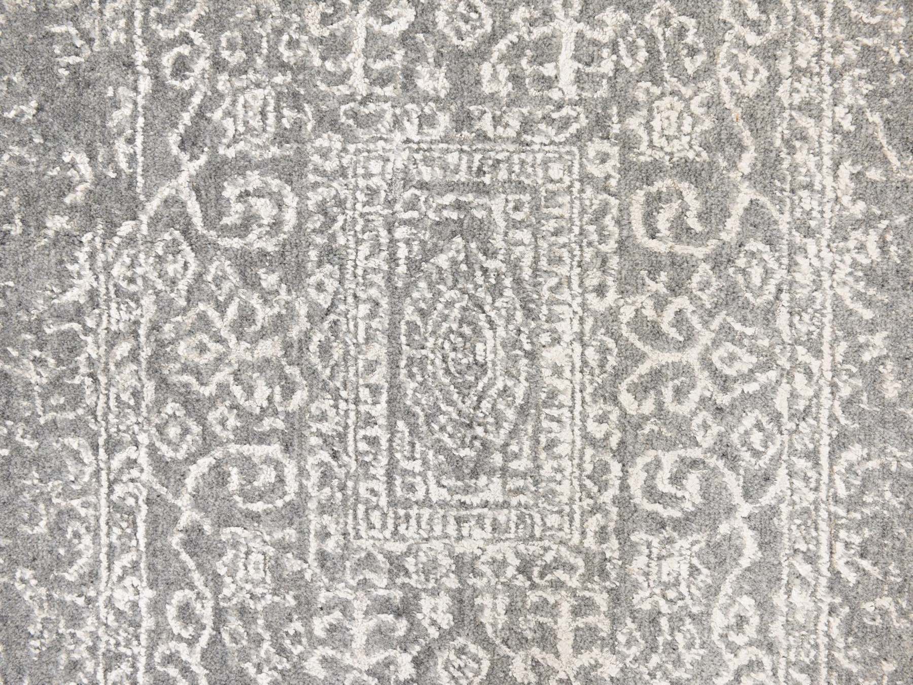 Modern / Contemporary hand-knotted wool/silk runner in Gray, 2'5" x 12'2" — SKU O078745 (view 4)