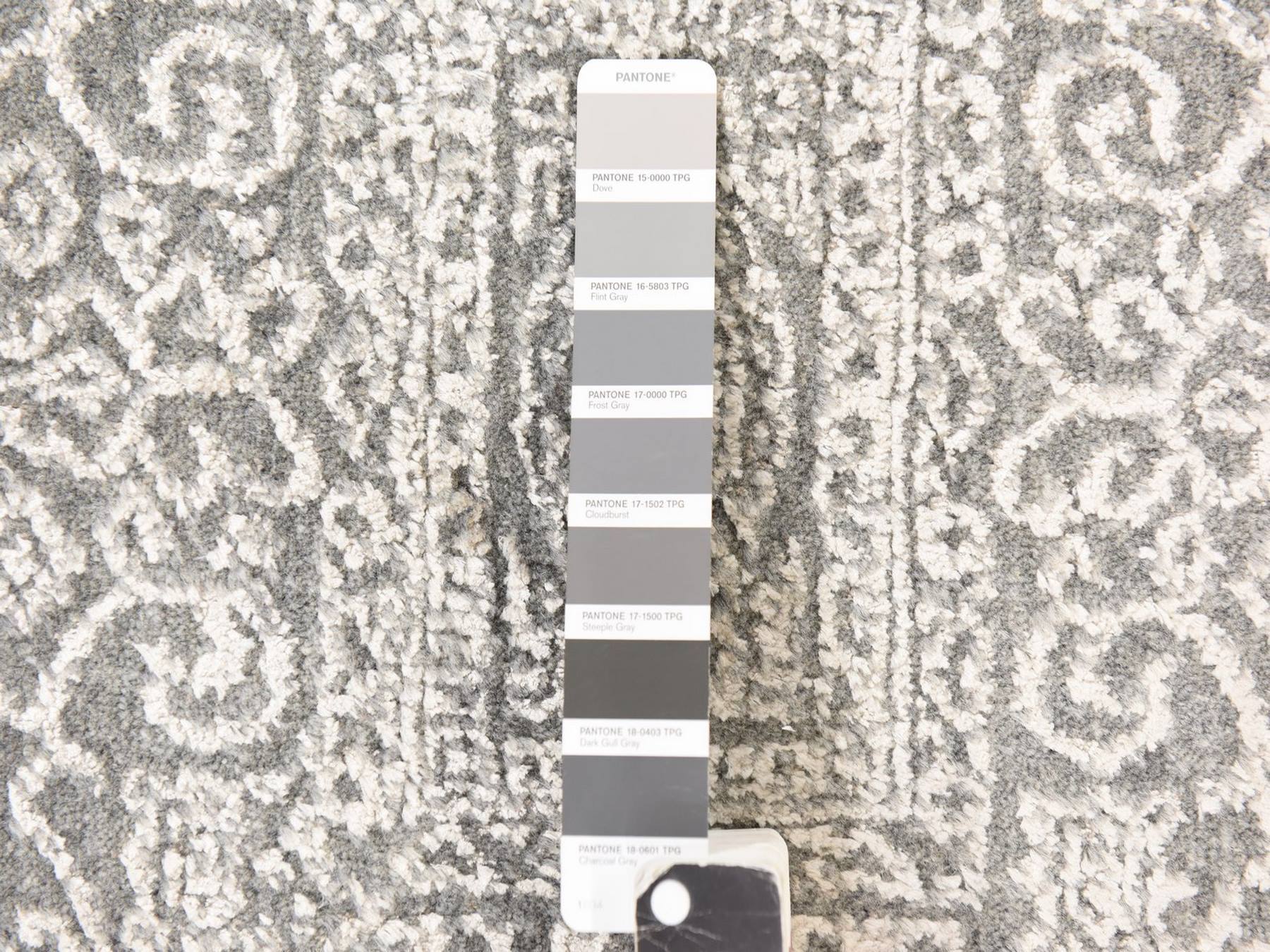 Modern / Contemporary hand-knotted wool/silk runner in Gray, 2'5" x 12'2", SKU O078745
