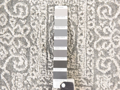 Modern / Contemporary hand-knotted wool/silk runner in Gray, 2'5" x 12'2" — SKU O078745 (view 5)