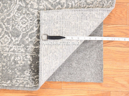 Modern / Contemporary hand-knotted wool/silk runner in Gray, 2'5" x 12'2" — SKU O078745 (view 6)