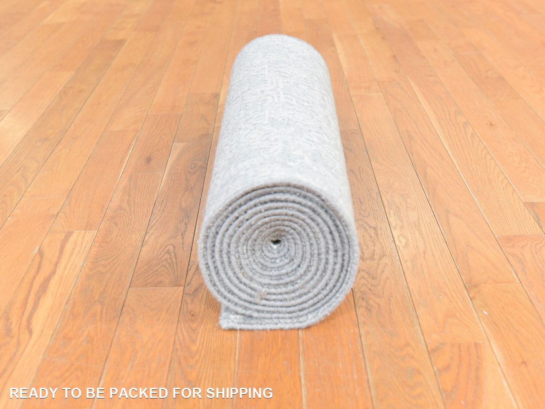 Modern / Contemporary hand-knotted wool/silk runner in Gray, 2'5" x 12'2" — SKU O078745 (view 8)