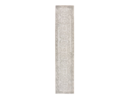 Modern / Contemporary hand-knotted wool/silk runner in Gray, 2'5" x 12'1" — SKU O078746