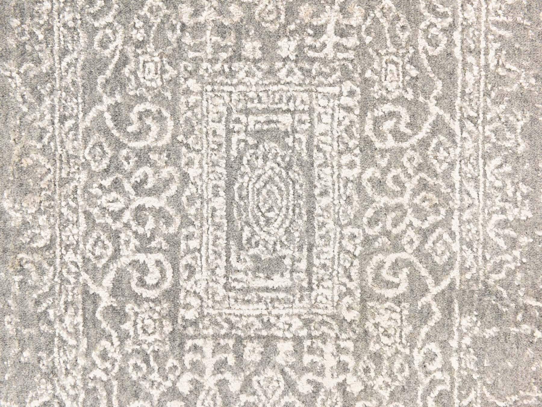 Modern / Contemporary hand-knotted wool/silk runner in Gray, 2'5" x 12'1" — SKU O078746 (view 4)