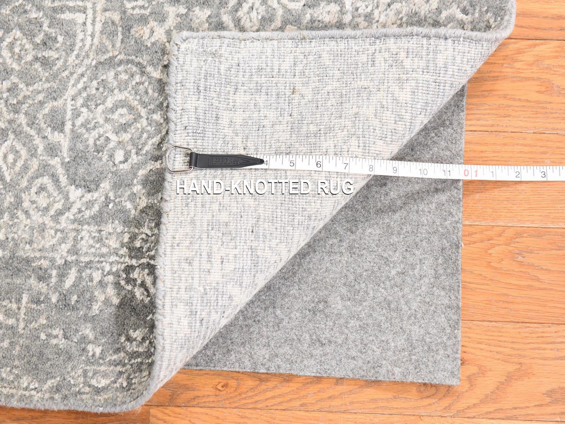 Modern / Contemporary hand-knotted wool/silk runner in Gray, 2'5" x 12'1", SKU O078746