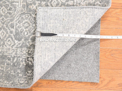 Modern / Contemporary hand-knotted wool/silk runner in Gray, 2'5" x 12'1" — SKU O078746 (view 6)