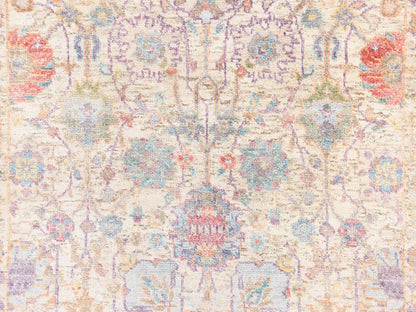 Tabriz Transitional hand-knotted wool/silk runner in Ivory, 2'7" x 12' — SKU O078748 (view 4)