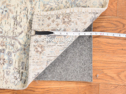 Tabriz Transitional hand-knotted silk runner in Ivory, 2'5" x 12' — SKU O078749 (view 6)
