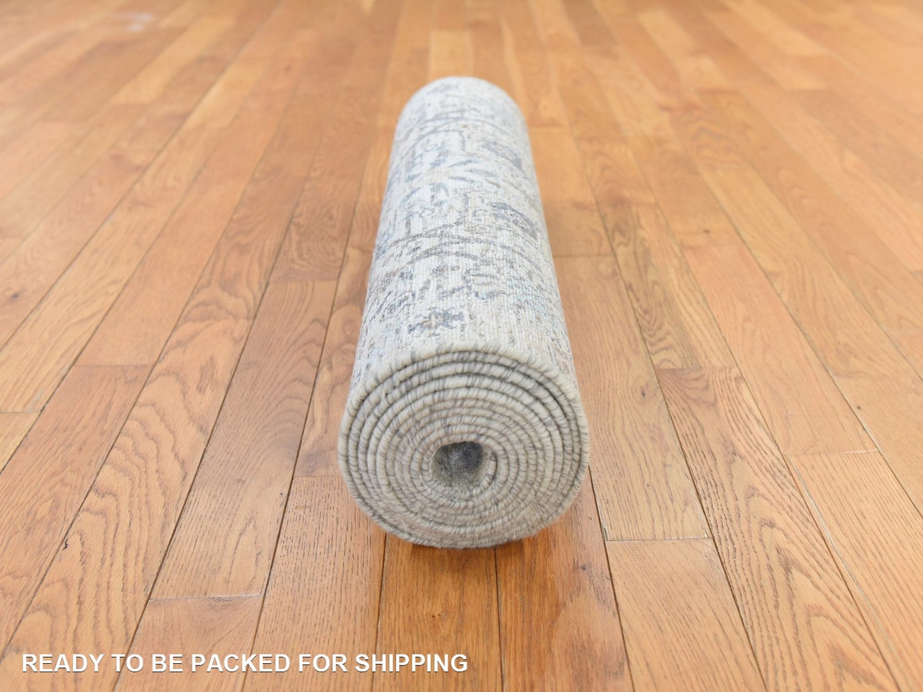 Tabriz Transitional hand-knotted silk runner in Ivory, 2'5" x 12' — SKU O078749 (view 8)