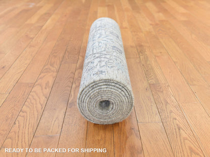 Tabriz Transitional hand-knotted silk runner in Ivory, 2'5" x 12' — SKU O078749 (view 8)