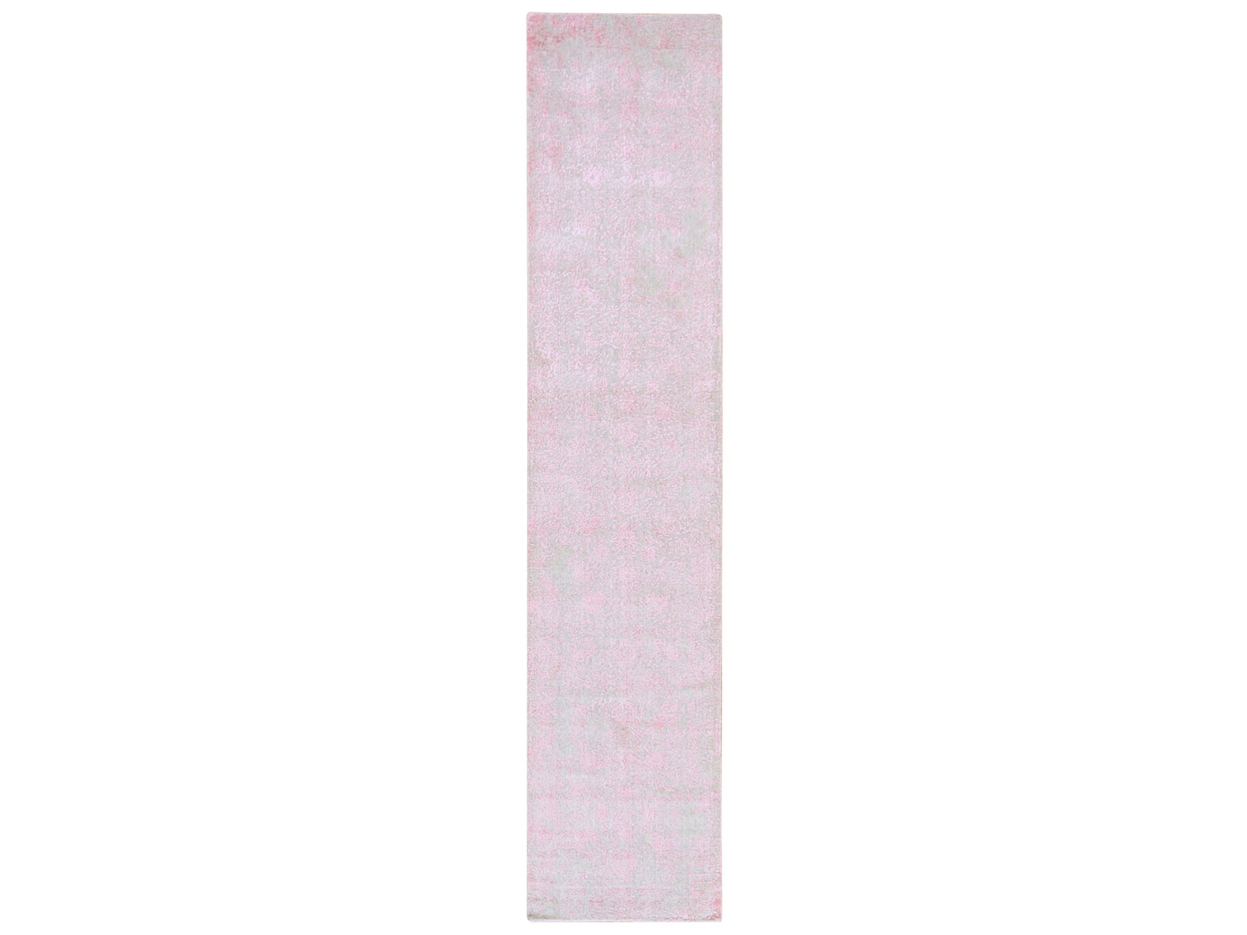 Wool / Silk hand-knotted wool/silk runner in Pink, 2'6" x 11'10" — SKU O078750