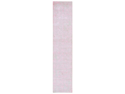 Wool / Silk hand-knotted wool/silk runner in Pink, 2'6" x 11'10" — SKU O078750