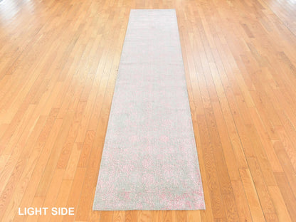 Wool / Silk hand-knotted wool/silk runner in Pink, 2'6" x 11'10" — SKU O078750 (view 3)