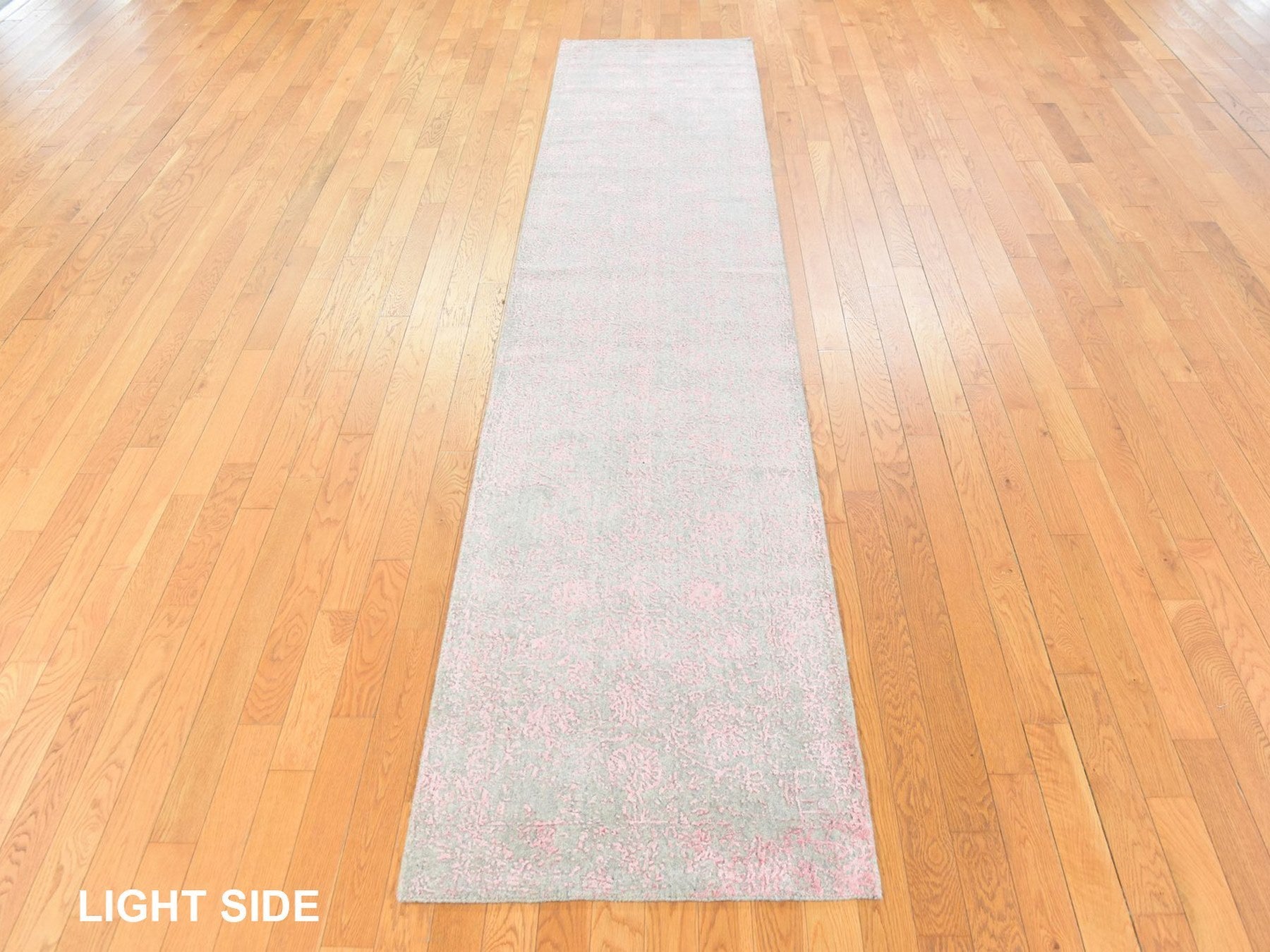 Wool / Silk hand-knotted wool/silk runner in Pink, 2'6" x 11'10", SKU O078750