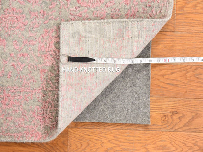 Wool / Silk hand-knotted wool/silk runner in Pink, 2'6" x 11'10" — SKU O078750 (view 6)