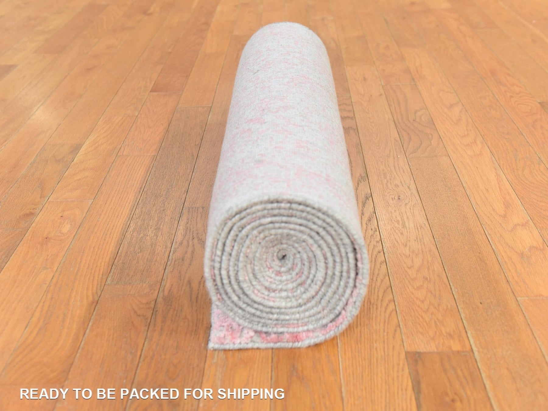 Wool / Silk hand-knotted wool/silk runner in Pink, 2'6" x 11'10" — SKU O078750 (view 8)