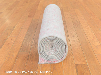 Wool / Silk hand-knotted wool/silk runner in Pink, 2'6" x 11'10" — SKU O078750 (view 8)